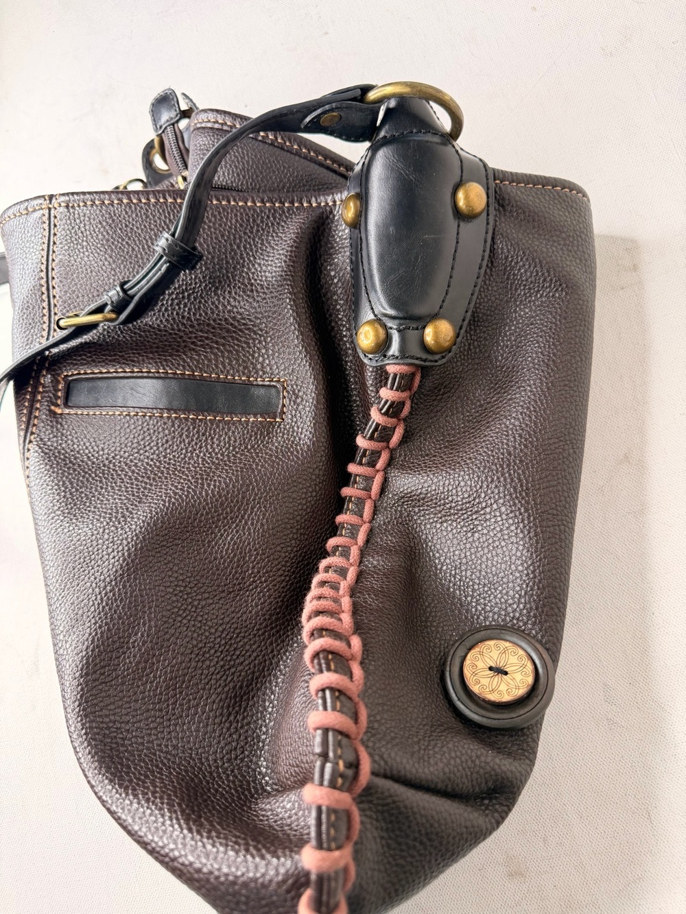 Chala boho brown leather shoulder bag - Picture 5 of 7